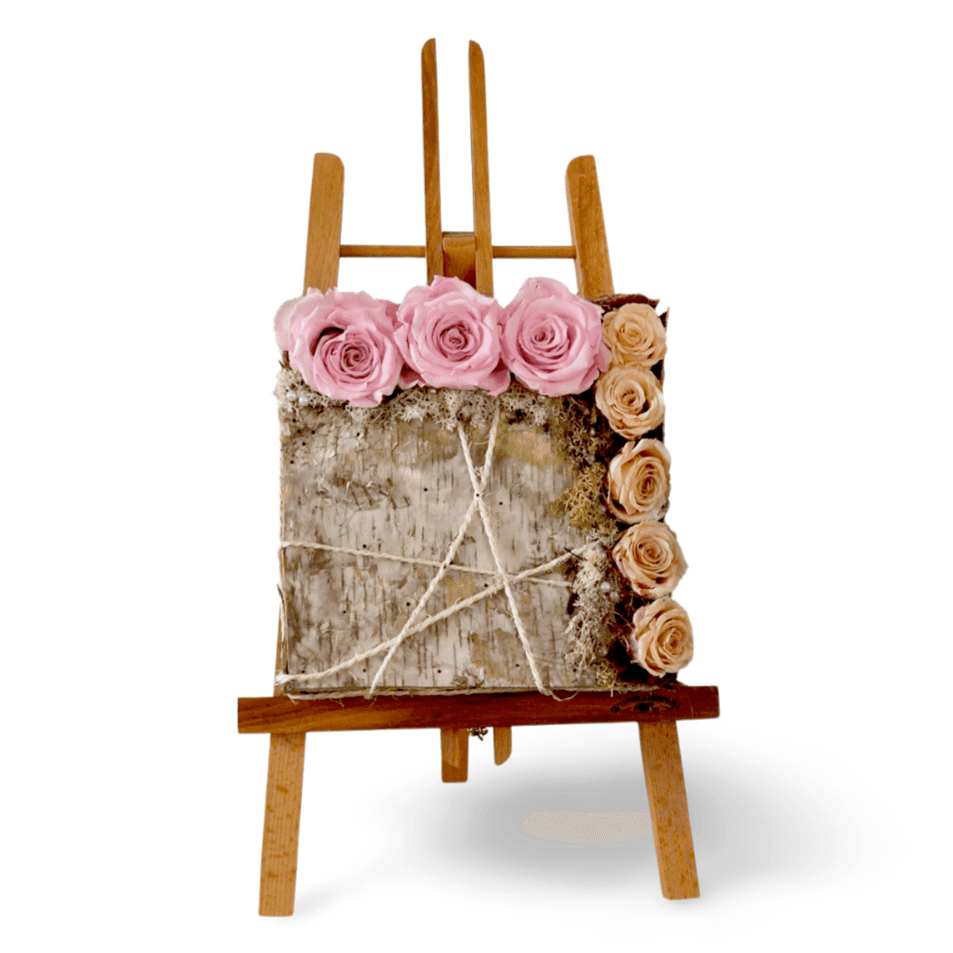 Strakke schikking met gestabiliseerde bloemen