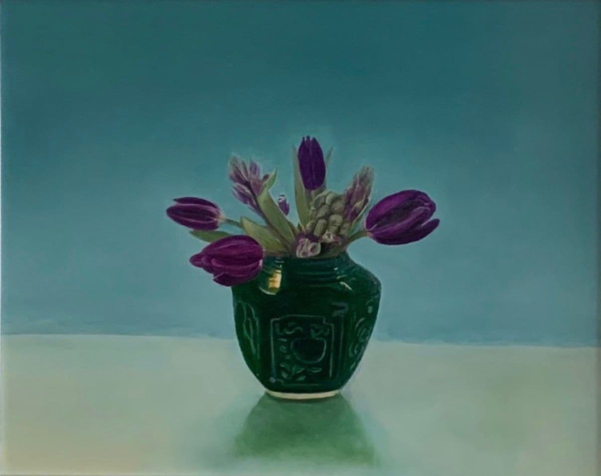 Gemberpot met tulpen